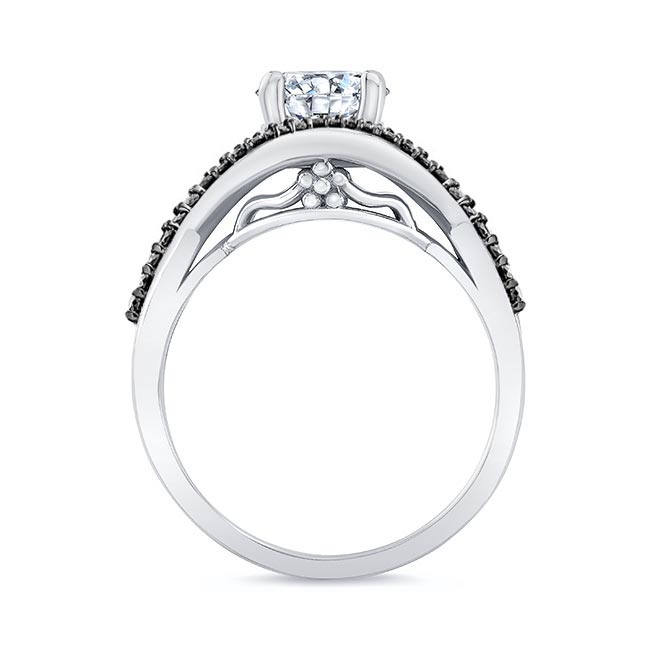 Platinum Criss Cross Black Diamond Accent Ring Image 6