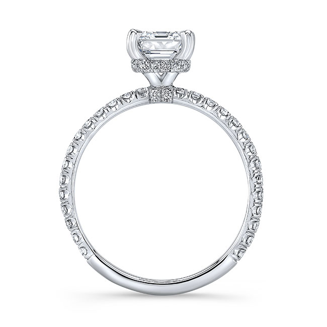  White Gold Ella Asscher Cut Moissanite Engagement Ring Image 2