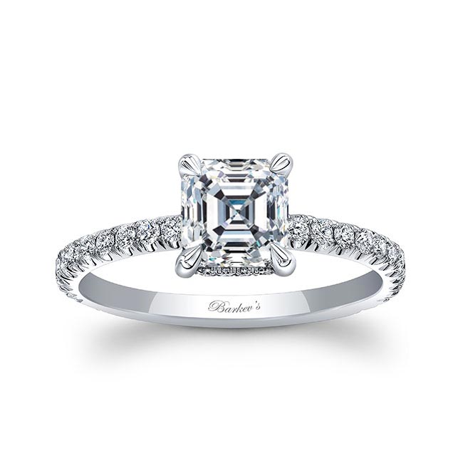  White Gold Ella Asscher Cut Moissanite Engagement Ring Image 1