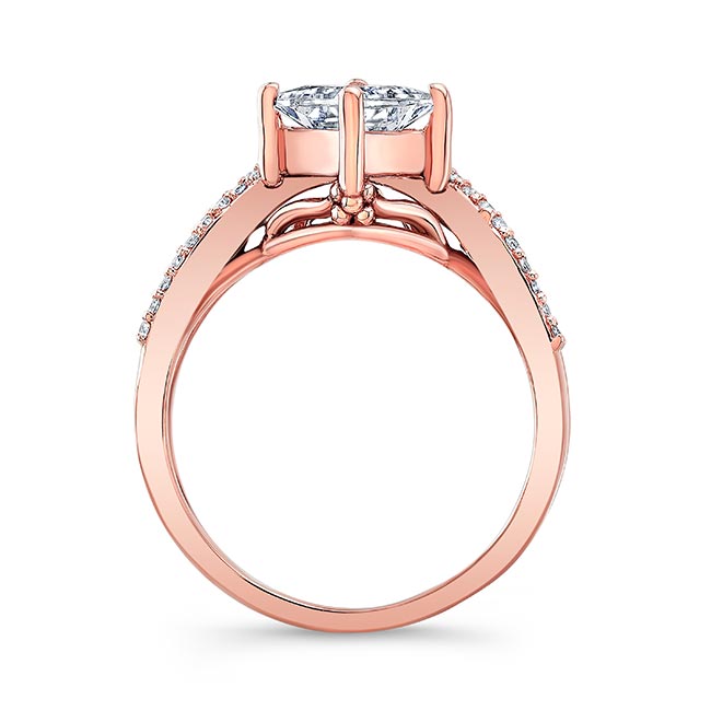  Rose Gold Unique Princess Cut Moissanite Engagement Ring Image 2
