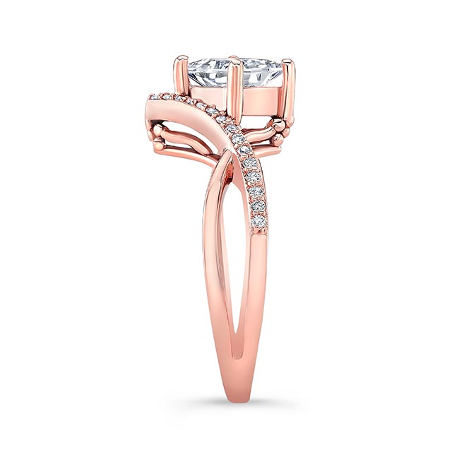  Rose Gold Unique Princess Cut Moissanite Engagement Ring Image 3