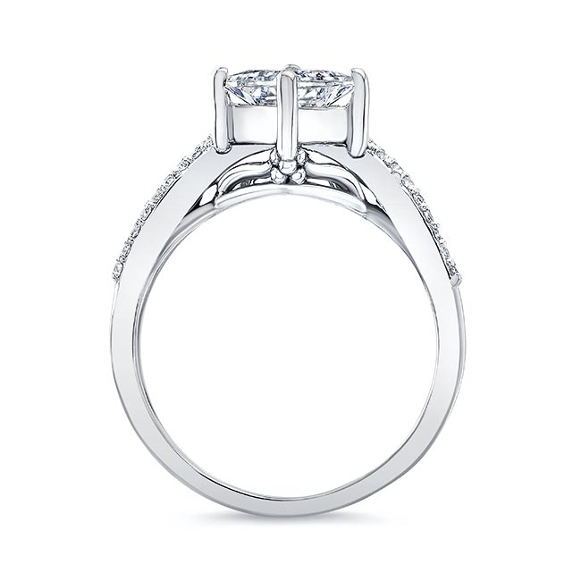  White Gold Unique Princess Cut Lab Grown Diamond Engagement Ring Image 2