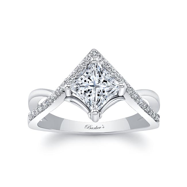  White Gold Unique Princess Cut Lab Grown Diamond Engagement Ring Image 1