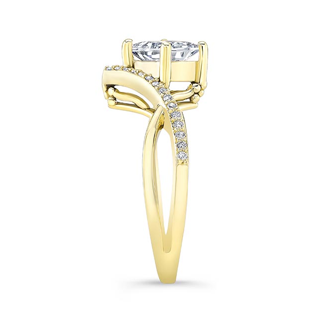  Yellow Gold Unique Princess Cut Lab Grown Diamond Engagement Ring Image 3