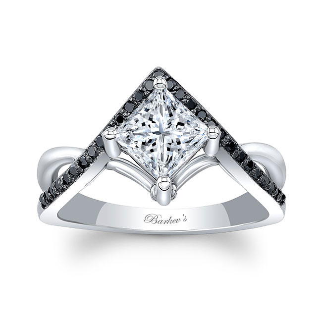 Platinum Unique Princess Cut Black Diamond Accent Ring Image 1
