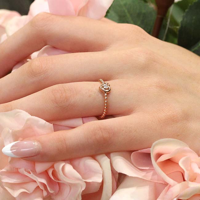 Rose Gold Heart Shape Promise Ring Image 3