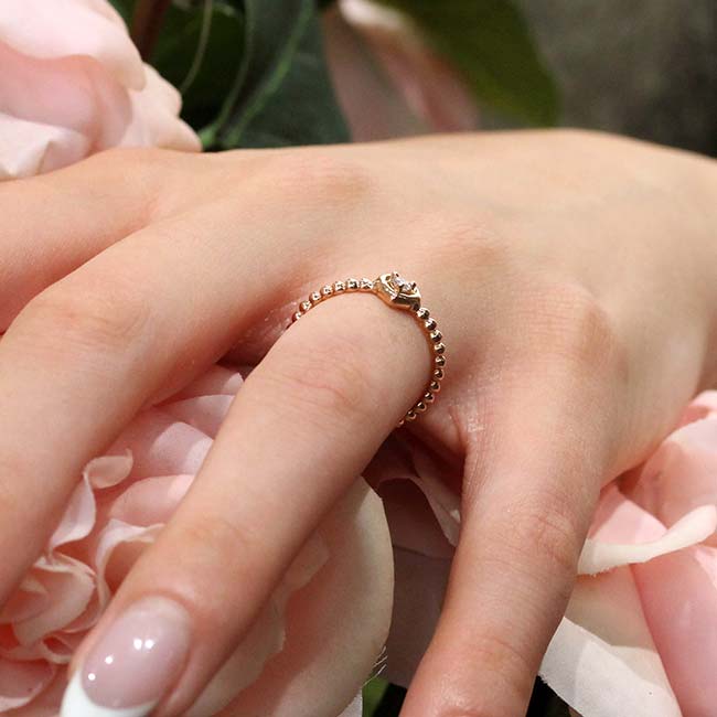 Rose Gold Heart Shape Promise Ring Image 4