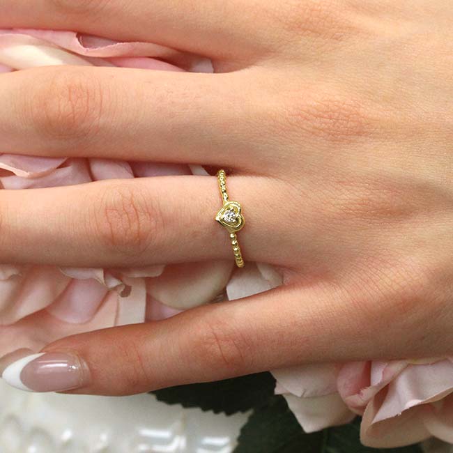 Yellow Gold Heart Shape Promise Ring Image 2
