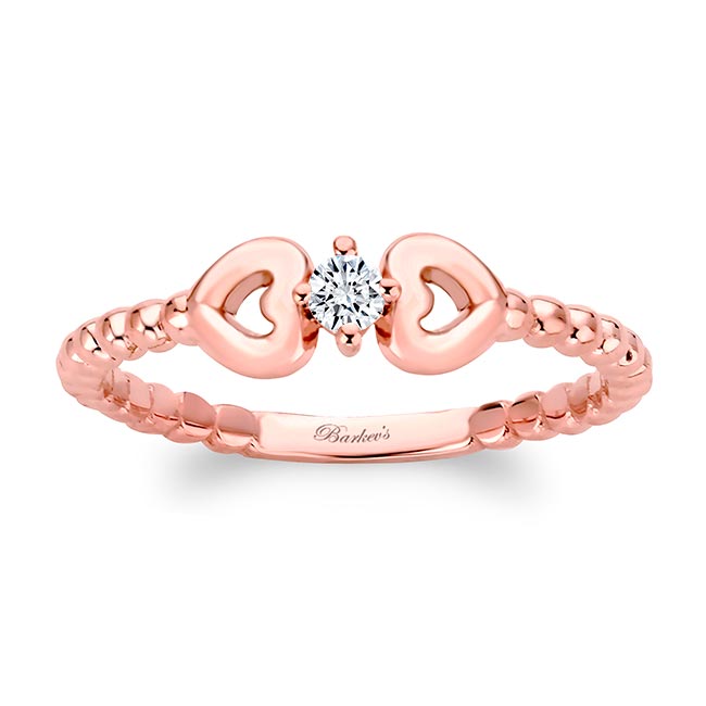 Rose Gold Double Heart Promise Ring
