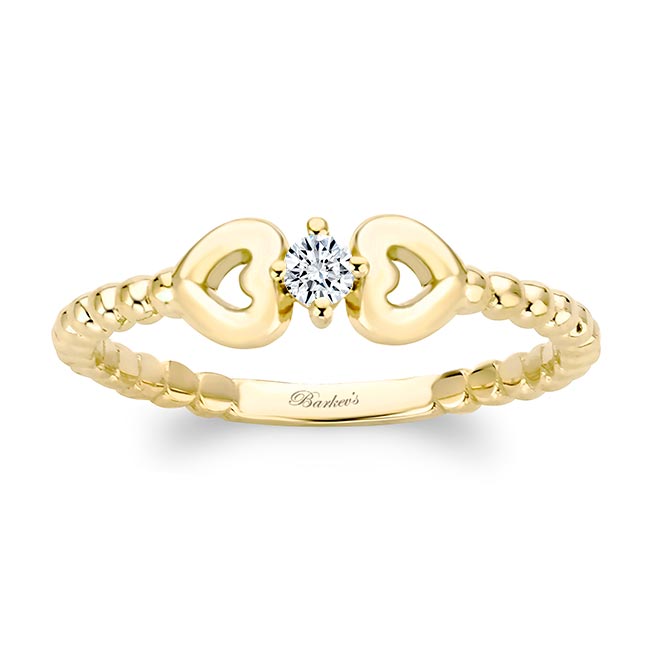 Yellow Gold Double Heart Promise Ring