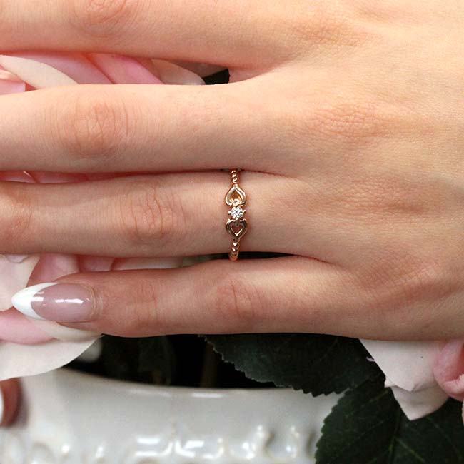 Rose Gold Double Heart Promise Ring Image 2