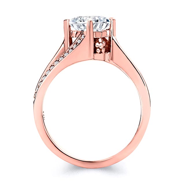 Rose Gold Princess Cut Lab Diamond Split Shank Ring Image 2