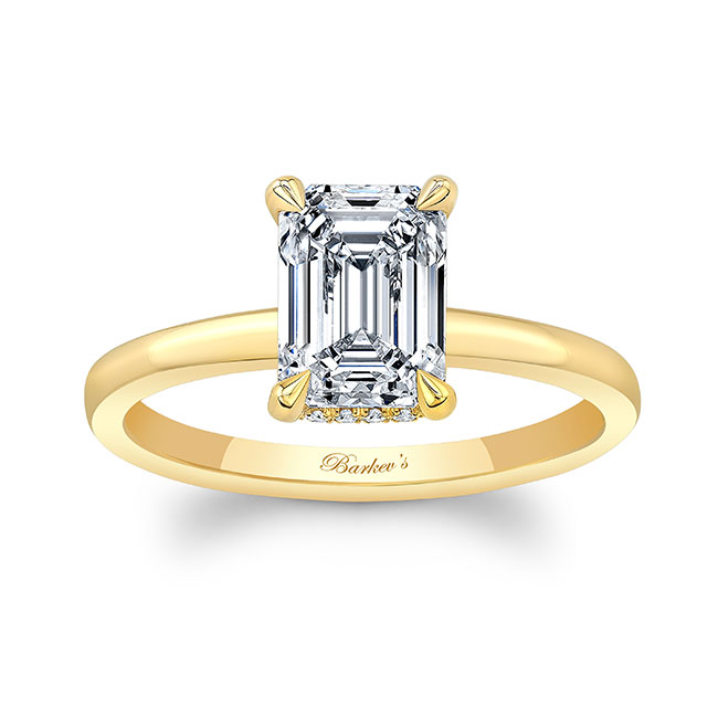  Yellow Gold Lia Emerald Cut Moissanite Engagement Ring Image 5