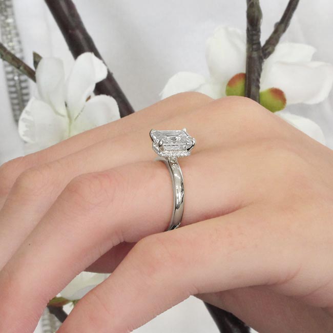 Platinum Lia Emerald Cut Moissanite Engagement Ring Image 5