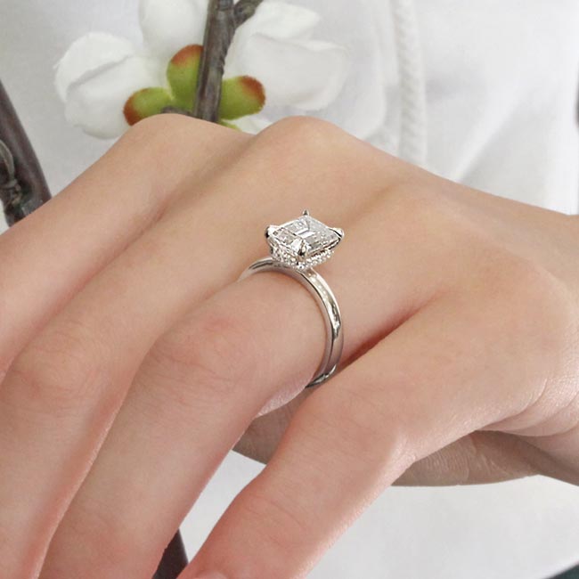 Platinum Lia Emerald Cut Moissanite Engagement Ring Image 6