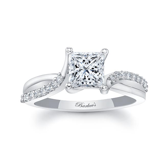 Platinum Princess Cut Moissanite Ring Image 4