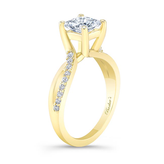  Yellow Gold Princess Cut Moissanite Ring Image 5