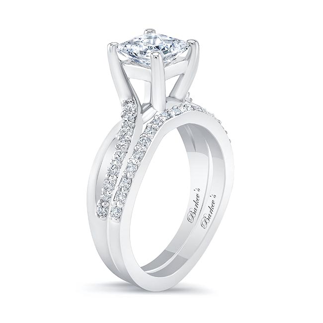  White Gold Princess Cut Lab Grown Diamond Ring Set Image 2