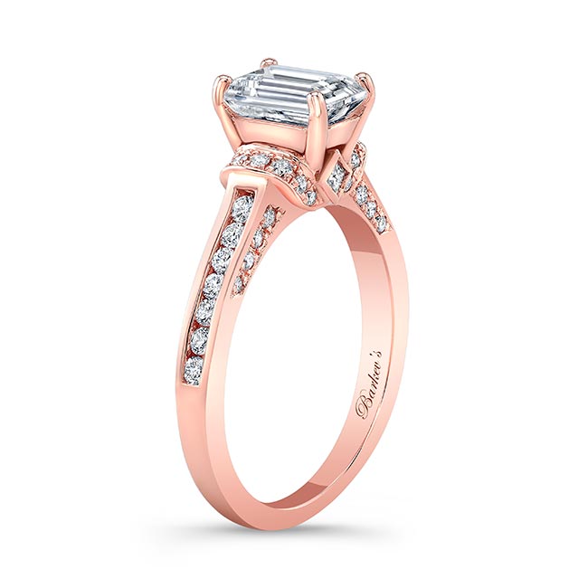  Rose Gold Emerald Cut Moissanite Ring Image 2