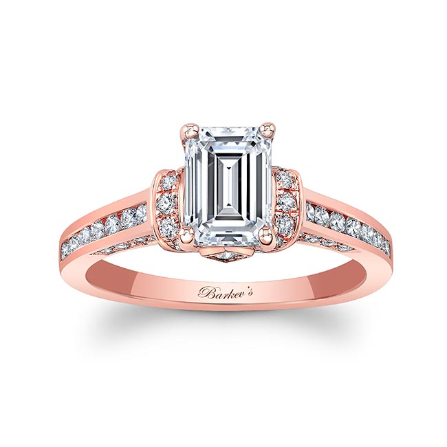  Rose Gold Emerald Cut Diamond Ring Image 1