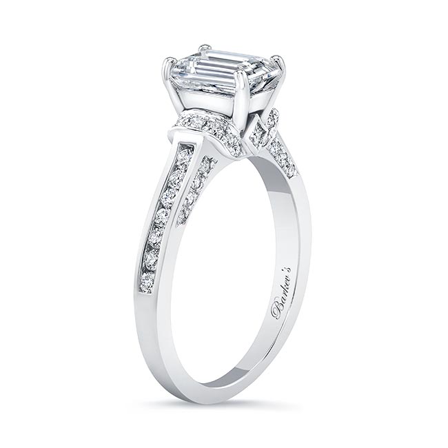  White Gold Emerald Cut Moissanite Ring Image 2