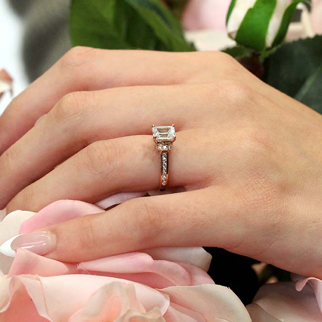 Rose Gold Emerald Cut Diamond Ring Image 6