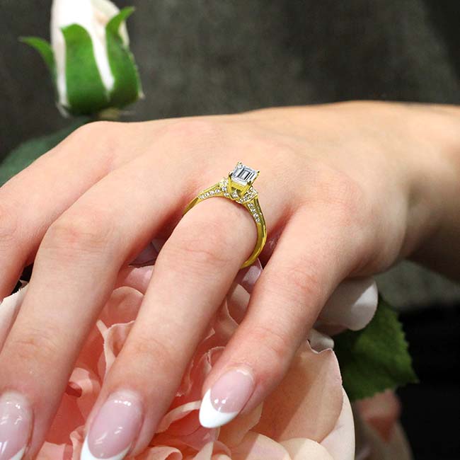 Yellow Gold Emerald Cut Diamond Ring Image 7