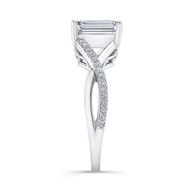 Platinum 2 Carat Emerald Cut Moissanite Ring Image 3