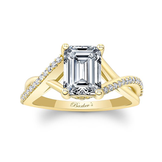  Yellow Gold 2 Carat Emerald Cut Diamond Ring Image 5