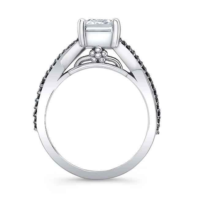 Platinum 2 Carat Radiant Cut Black Diamond Accent Moissanite Ring Image 2