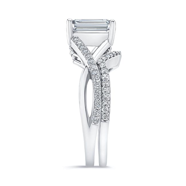  2 Carat Emerald Cut Diamond Ring Set Image 3