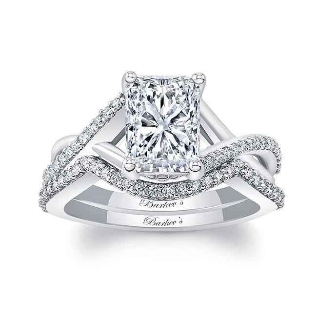 Platinum 2 Carat Radiant Cut Diamond Ring Set