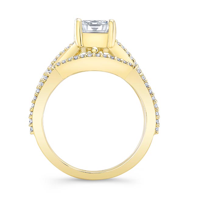 Yellow Gold 2 Carat Radiant Cut Diamond Ring Set Image 2