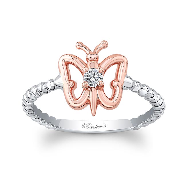 White Rose Gold Butterfly Promise Ring