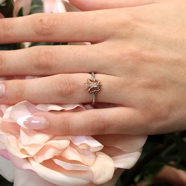 White Rose Gold Butterfly Promise Ring Image 3