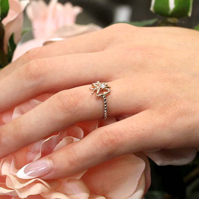 White Rose Gold Butterfly Promise Ring Image 4