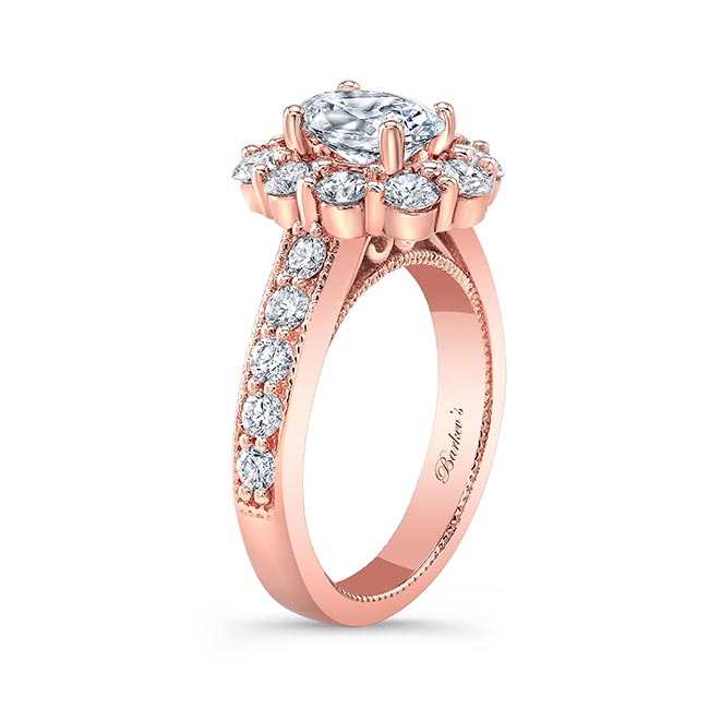  Rose Gold Oval Halo Ring Image 2