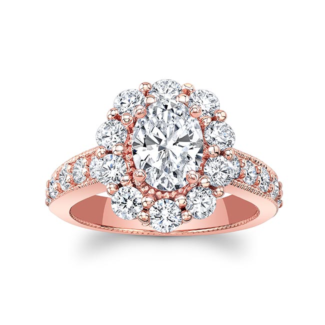  Rose Gold Oval Halo Ring Image 1