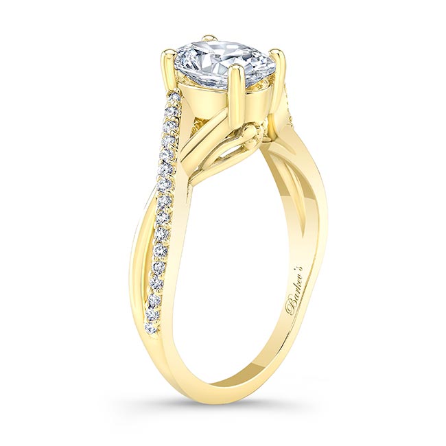 Yellow Gold One Carat Oval Moissanite Ring Image 2