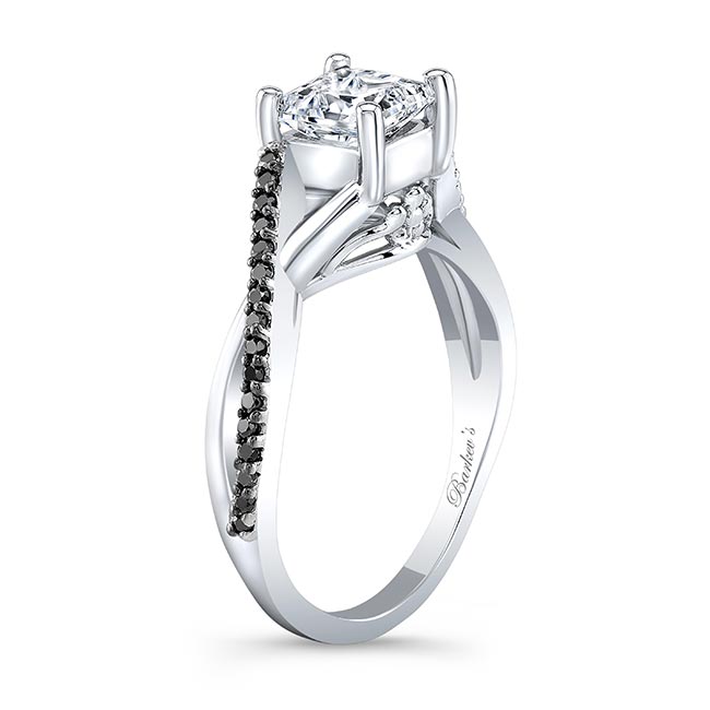 Platinum One Carat Princess Cut Moissanite Black Diamond Accent Ring Image 2