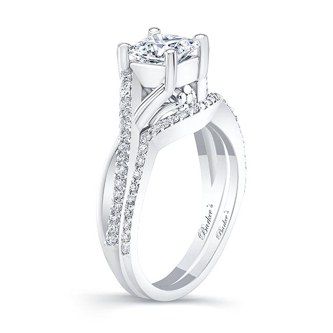  White Gold One Carat Princess Cut Lab Grown Diamond Bridal Set Image 2