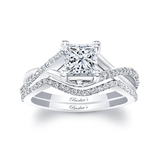 Platinum One Carat Princess Cut Lab Grown Diamond Bridal Set Image 1