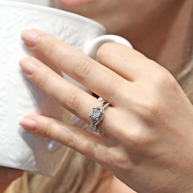 Platinum One Carat Princess Cut Lab Grown Diamond Bridal Set Image 3