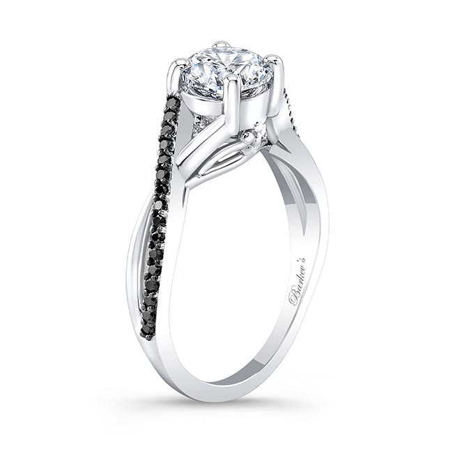  White Gold One Carat Lab Diamond Ring With Black Diamonds Image 2