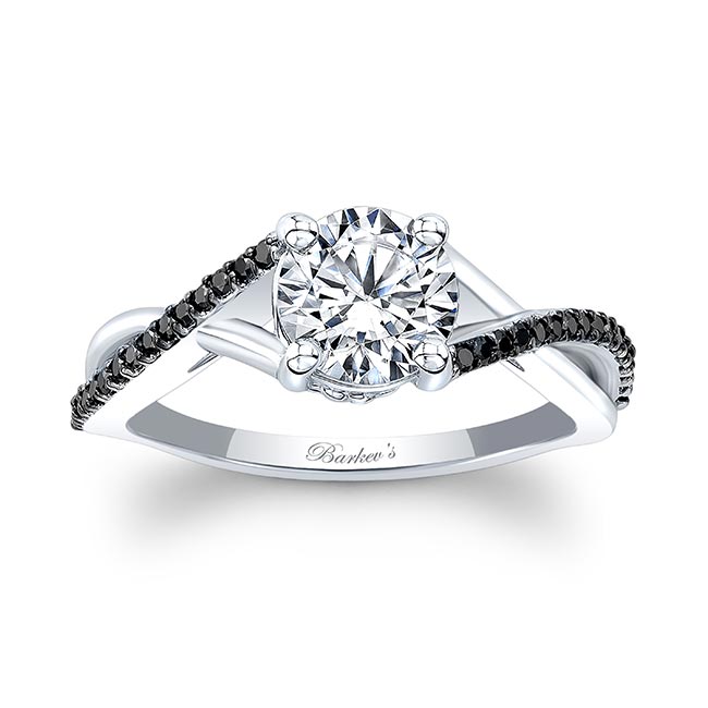 Platinum One Carat Black Diamond Accent Ring Image 1