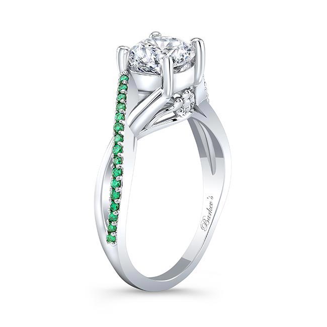 One Carat Emerald Accent Ring Image 2