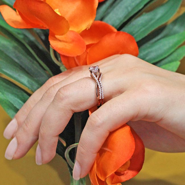 Rose Gold One Carat Lab Grown Diamond Bridal Set Image 5