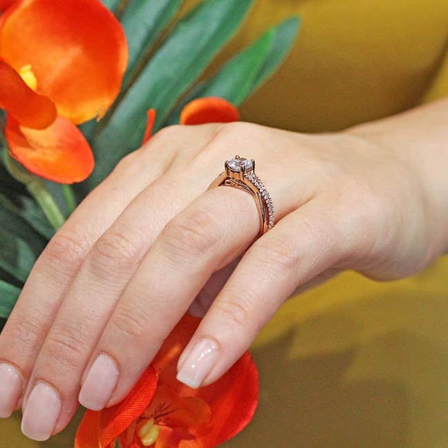Rose Gold One Carat Lab Grown Diamond Bridal Set Image 6