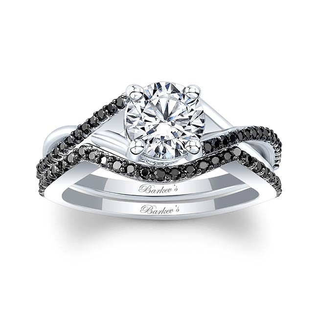 Platinum One Carat Black Diamond Accent Bridal Set Image 1