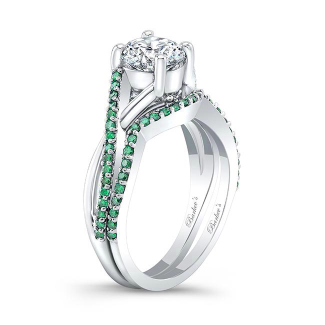 One Carat Emerald Accent Bridal Set Image 2